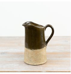a stunning earthy twon tone jug vase 