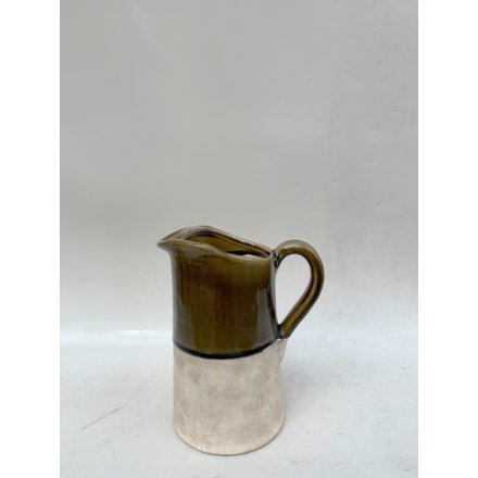 Two-Tone Green Jug Vase, 22.5cm