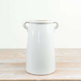 a glossy vase featuring elegant handles, ideal for floral displays