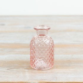 delightfully patterned small bud jar in a soft pink shade