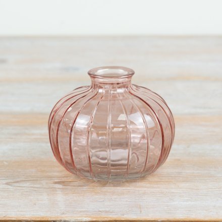 Pink Glass Bottle Vase, 10.8cm 