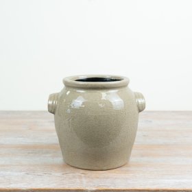 a delightful glazed planter in a soft natural hue