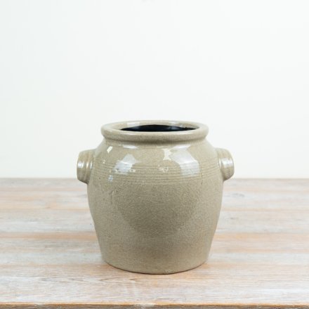 a charming glazed natural tone planter 