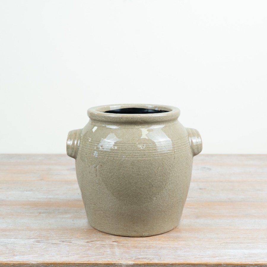 a delightful glazed planter in a soft natural hue