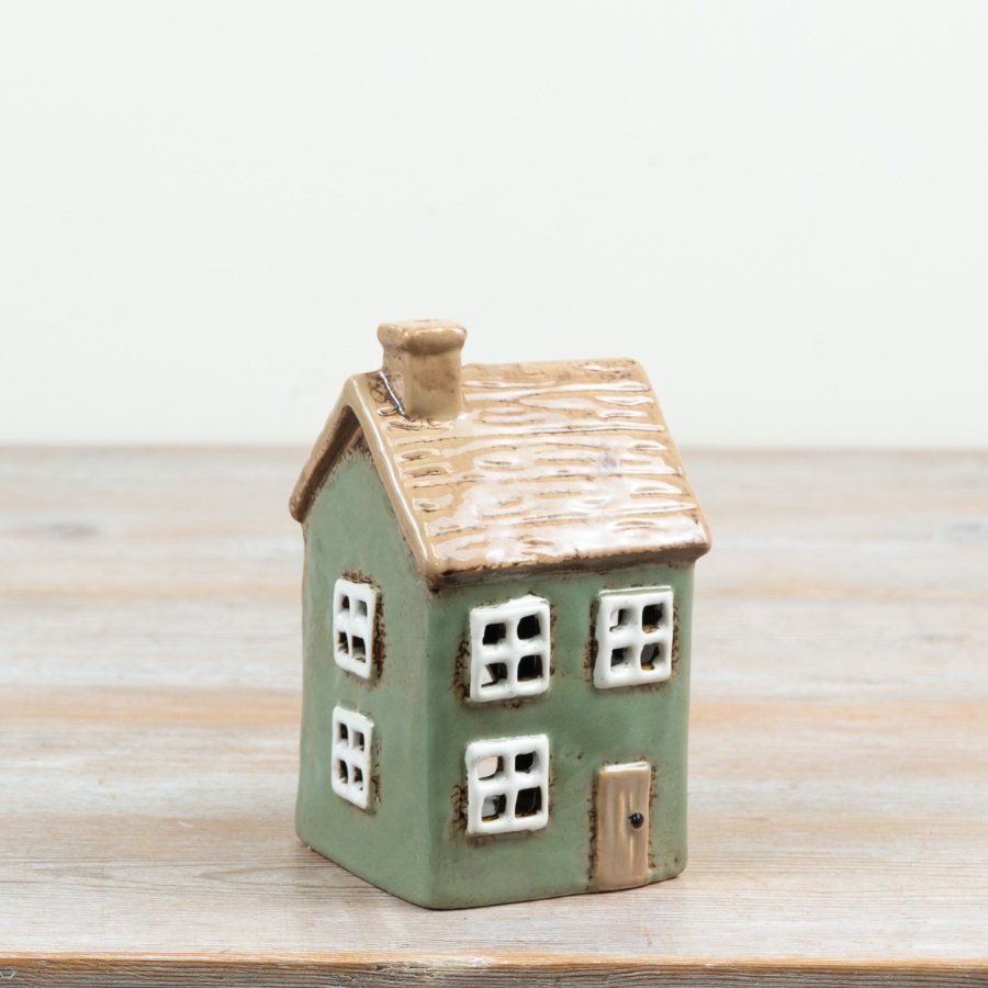 Candle House in Green, 14.5cm