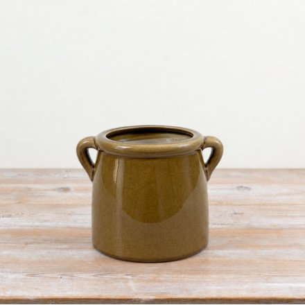 Green Handled Planter, 19cm 