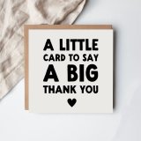 This charming typographic thank you card delivers a heartfelt message with a design 