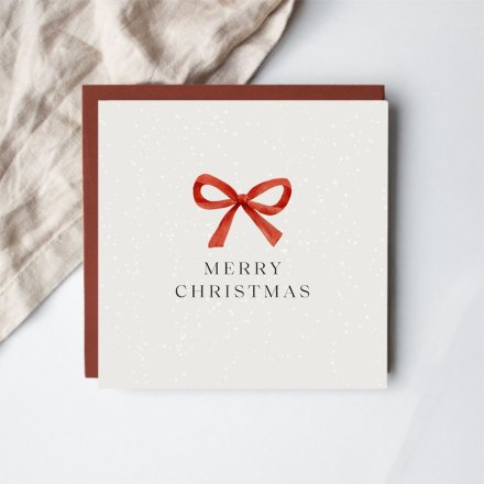 Merry Christmas Bow Greeting Card, 15cm 