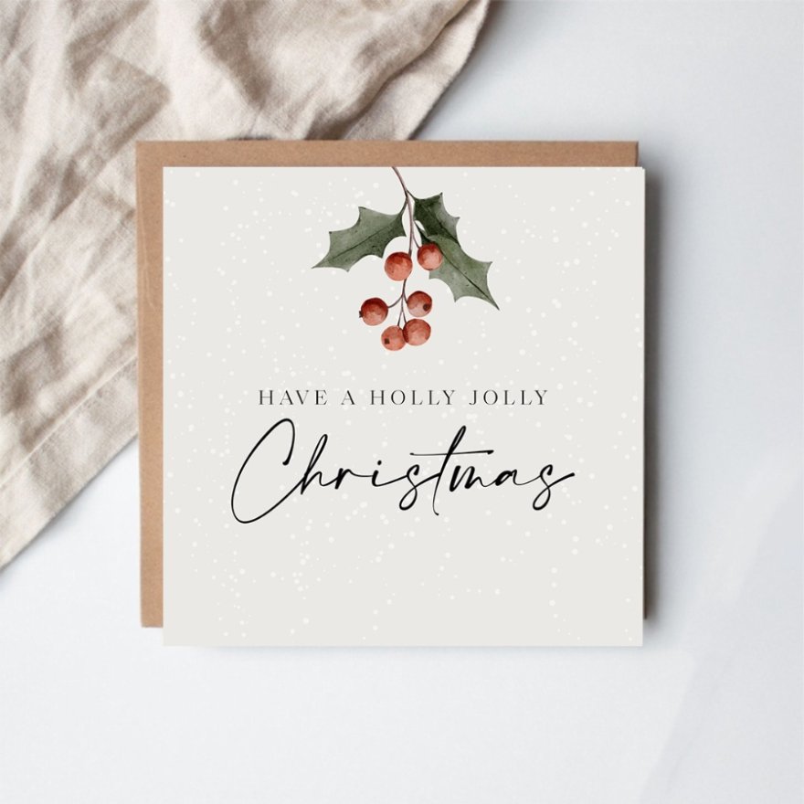 15cm Holly Jolly Christmas Greeting Card