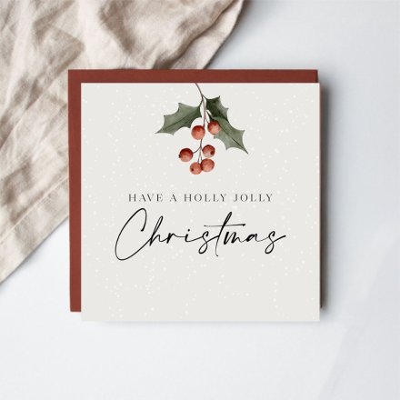 Holly Jolly Christmas Greeting Card, 15cm 