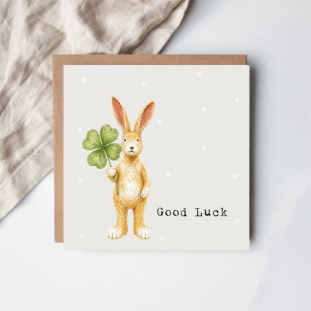 Jasper Rabbit Good luck Greetings card, 15cm 