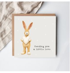Delightful card to share warm wishes and affection featuring a charming bunny motif