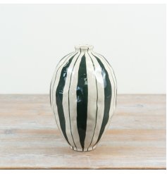 a stunning stripped flower vase 