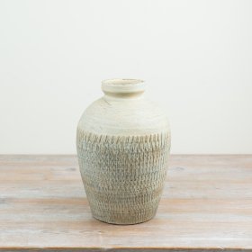 a chic urn vase featuring a textured stone-effect finish