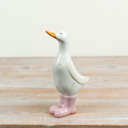 a spotty pink duck ornamnet 