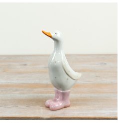 a spotty pink duck ornamnet 