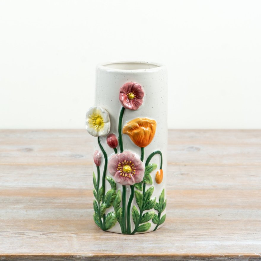 22.5cm 3D Poppy Cylinder Vase