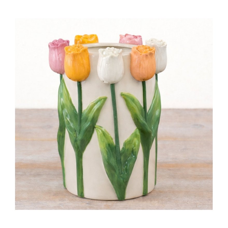 Tulip Vase in Mixed Colours, 23.5cm 