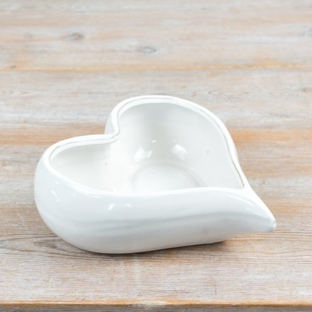 a glazed heart trinket dish bowl 