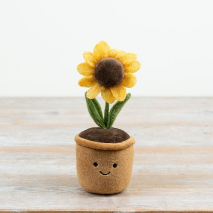 Add a permanent ray of sunshine to your space  with this fun fabric sunflower pot 