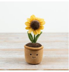 Add a permanent ray of sunshine to your space  with this fun fabric sunflower pot 