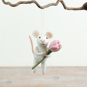 Add a whimsical spring charm to your space with this delightful mouse decoration