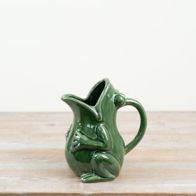 Glossy green ceramic frog jug and vase, ideal for lovers of the outdoors