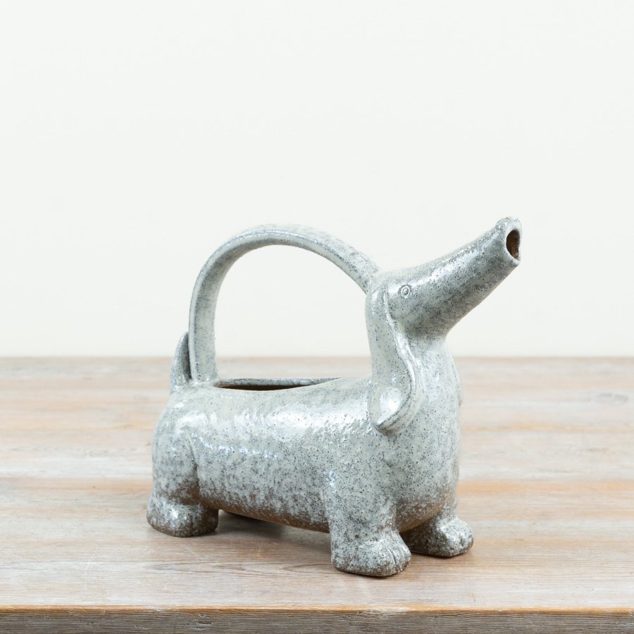 Charming dachshund-shaped ceramic watering can to brighten up your home or garden
