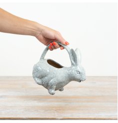 Delightful white ceramic rabbit watering can ideal for Easter and springtime charm