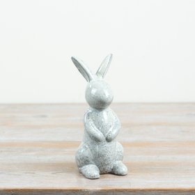 a delightful rustic rabbit decoration with speckled finish