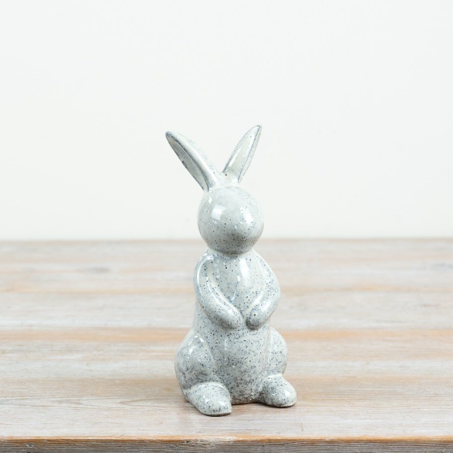 a delightful rustic rabbit decoration with speckled finish