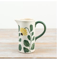 delightful crackle glaze flower jug with rustic appeal