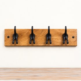 Delightful 4 dog tail hooks crafted in wood for charming storage