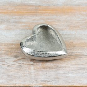 elegant silver heart trinket dish with a rustic finish