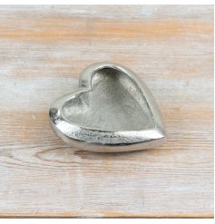 a charming silver style heart trinket dish 