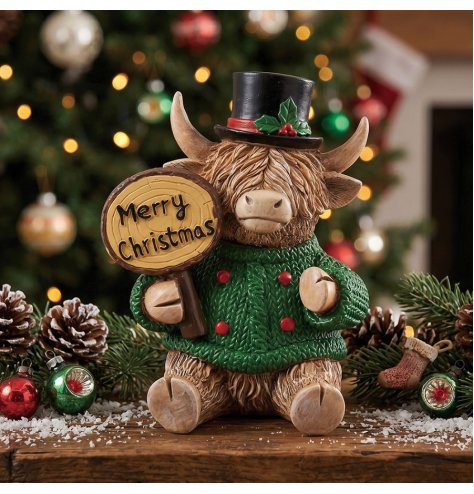 a delightful highland cow festive decoration for christmas