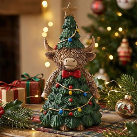 Highland Cow Christmas Tree Ornament, 14cm 
