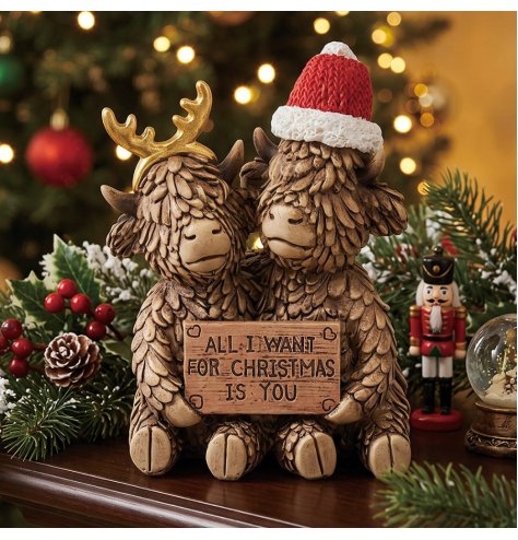 Endearing Highland Cows add festive charm and joy to your Christmas decor