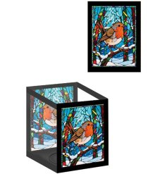 Brighten up your seasonal decor with this gorgeous stained glass style Winter Robin tealight holder!