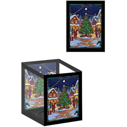 Christmas Scene Tea light Holder, 15cm 
