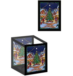 a nostalgic festive town square tea light holder 