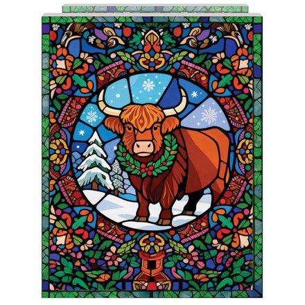 Highland Cow LED Glass Plaque, 21cm
