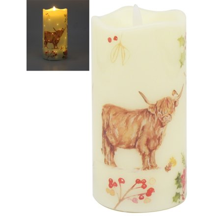 Highland Cow LED Candle, 17cm 