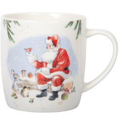 Sip your favourite festive drink in a charming Santa-themed mug