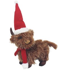 a delightful standing highland cow for festive decoration