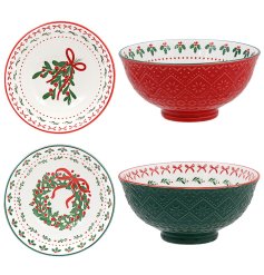 a charming set of christmas serving bowls 