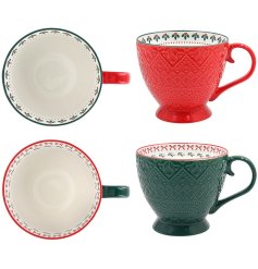 a charming Christmas design footed mug