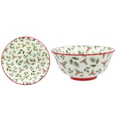 a striking holly patterned serving bowl 