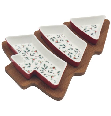 Elegant tree-inspired dishes paired with a matching tray ideal for stylish serving and display
