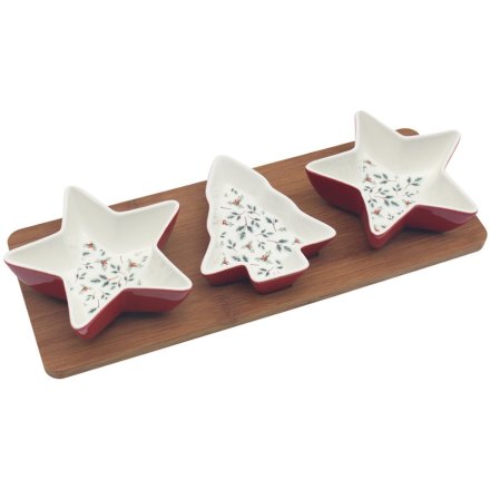 S/3 Stars & Tree Dish and Tray Set, 32cm 